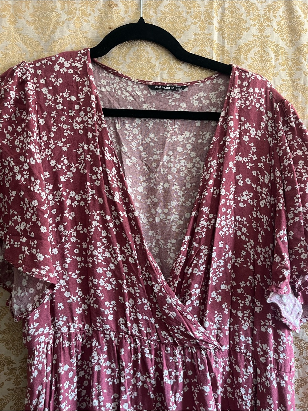 BloomChic Mauve Floral Wrap Dress - Picture 3 of 6